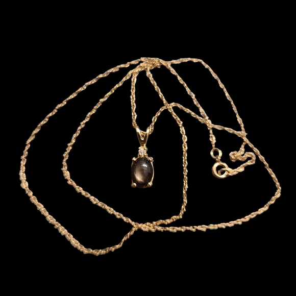 14kt gold star sapphire necklace - Picture 3 of 4